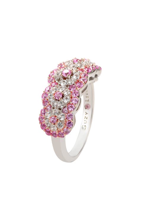 Sterling Silver Pink & White Sapphire Ring