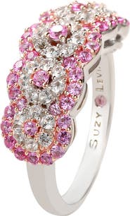 SUZY LEVIAN Sterling Silver Pink & White Sapphire Ring