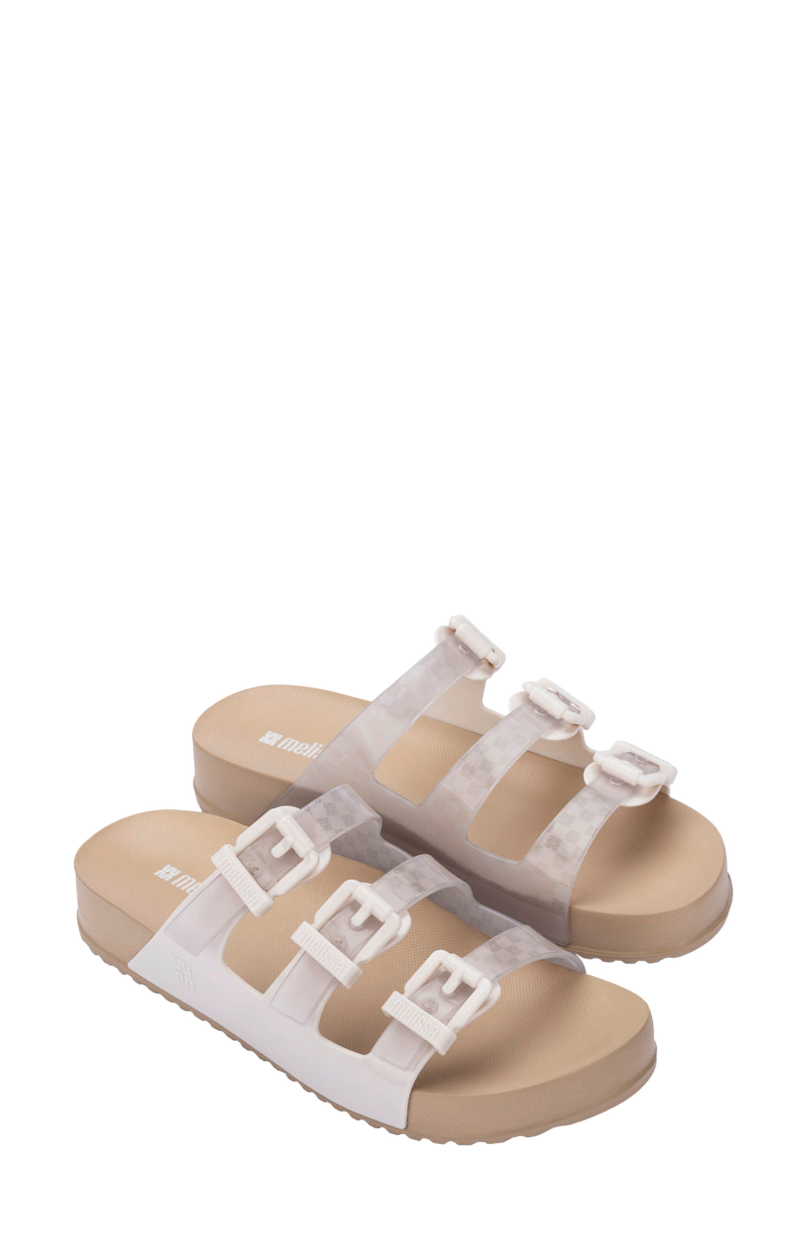 Cozy Stripes Platform Slide Sandal, Alternate, color, BEIGE/WHITE