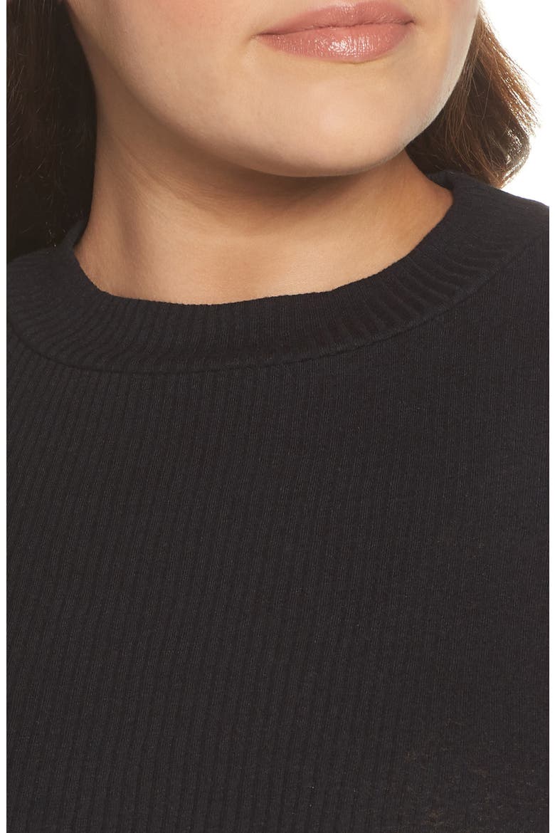 Mock Neck Slouch Tee, Alternate, color, BLACK
