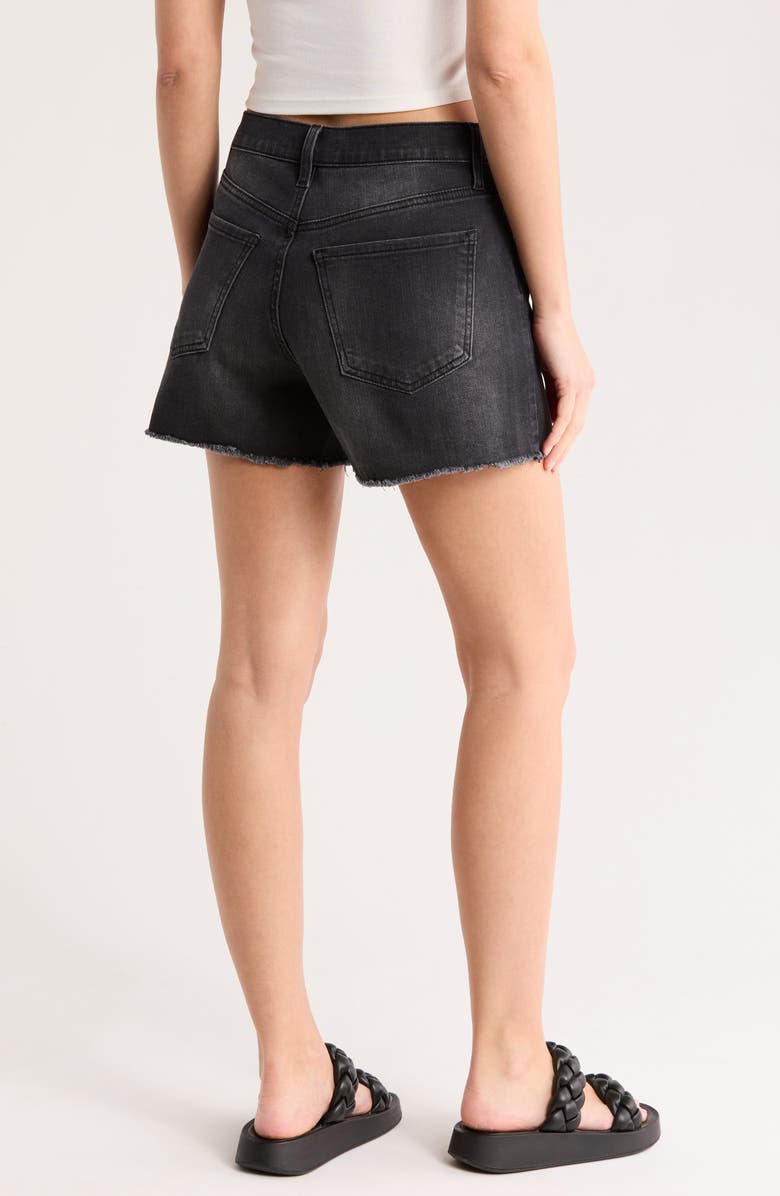SEE THRU SOUL Layne High Waist Raw Hem Denim Shorts, Alternate, color, Black