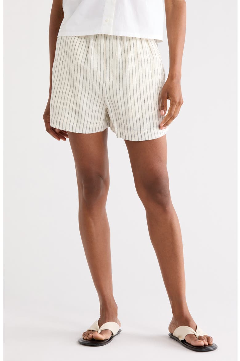 Lori Stripe Linen Shorts, Main, color, IVORY