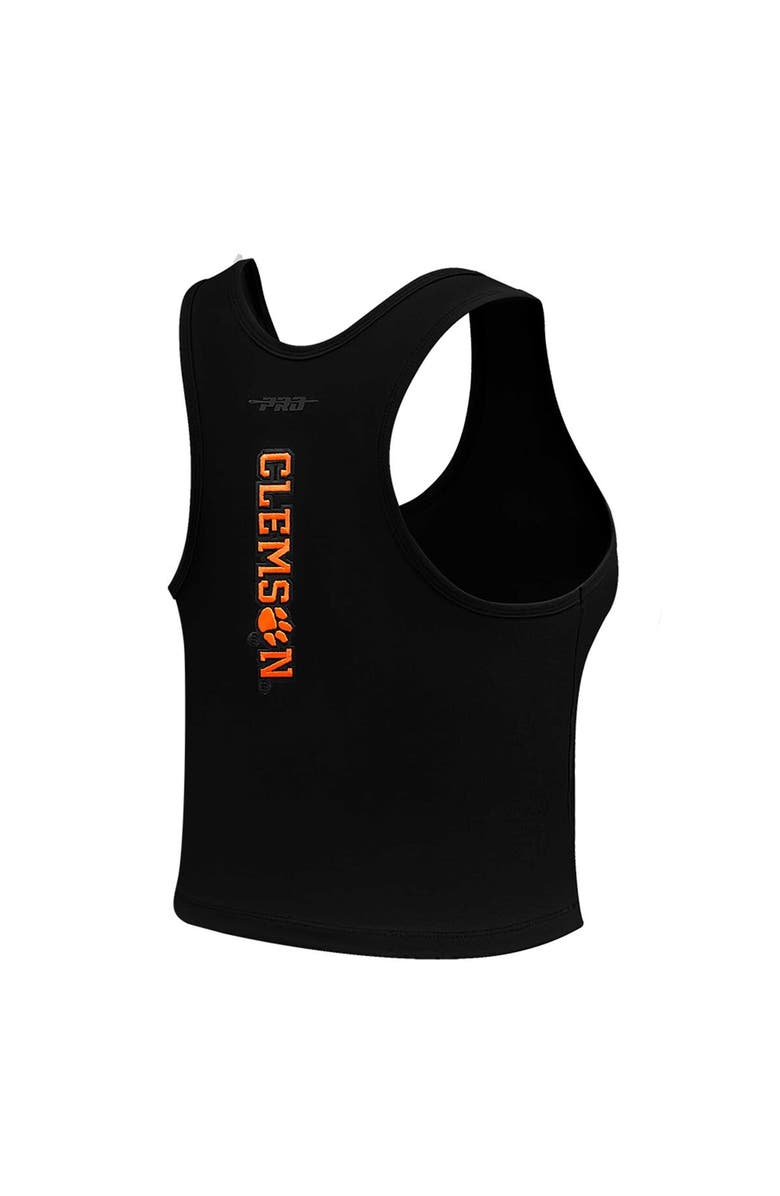 PRO STANDARD Women's Pro Standard Black Clemson Tigers Tonal Neutral Fitted Waist Length Racerback Tank Top, Alternate, color, 