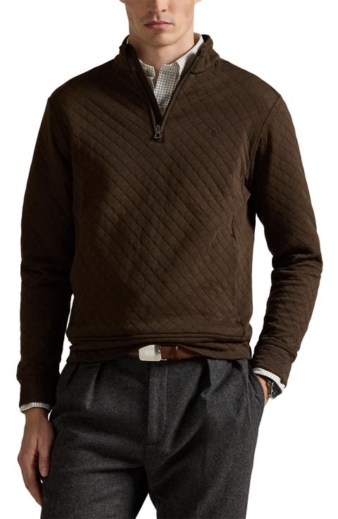 Microquilted Double Knit Quarter Zip Pullover