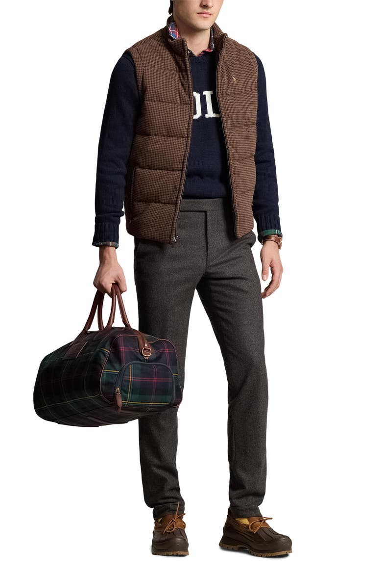 Dogtooth Double Knit Quilted Vest, Alternate, color, CEDAR HEATHER DOGTOOTH