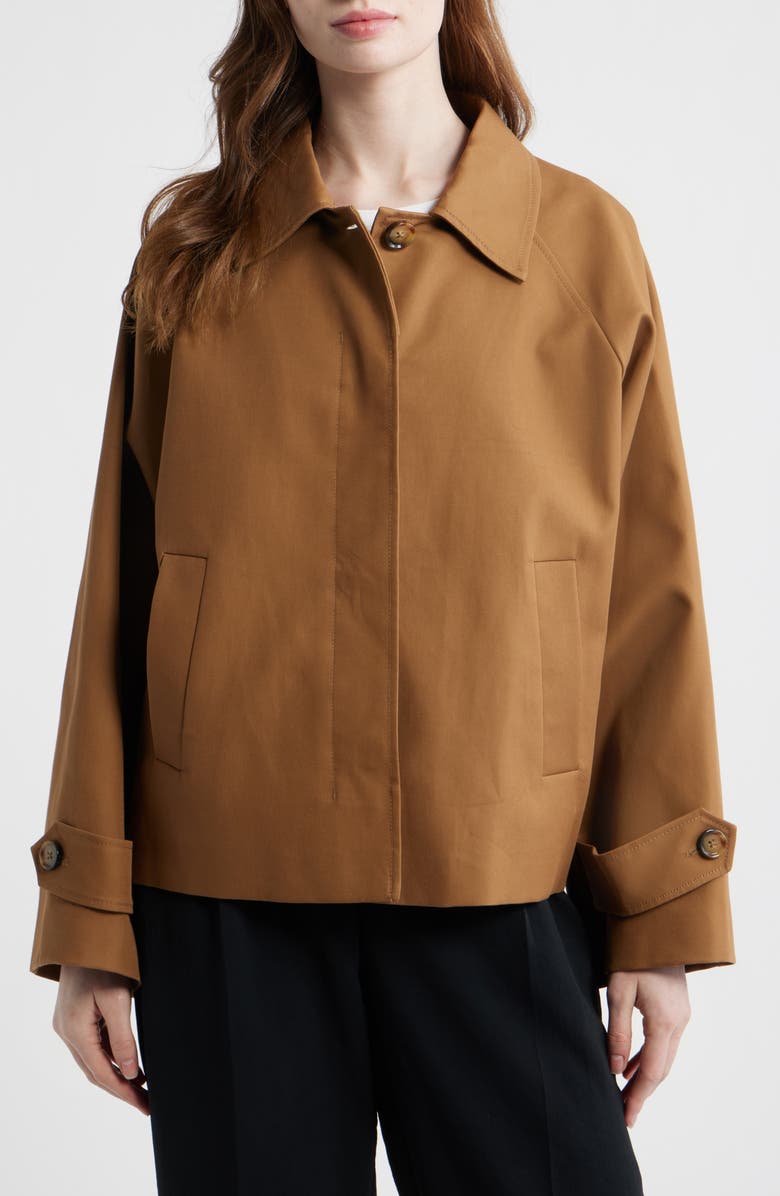 MANGO Cuba Oversize Short Cotton Trench Coat, Alternate, color, Medium Brown