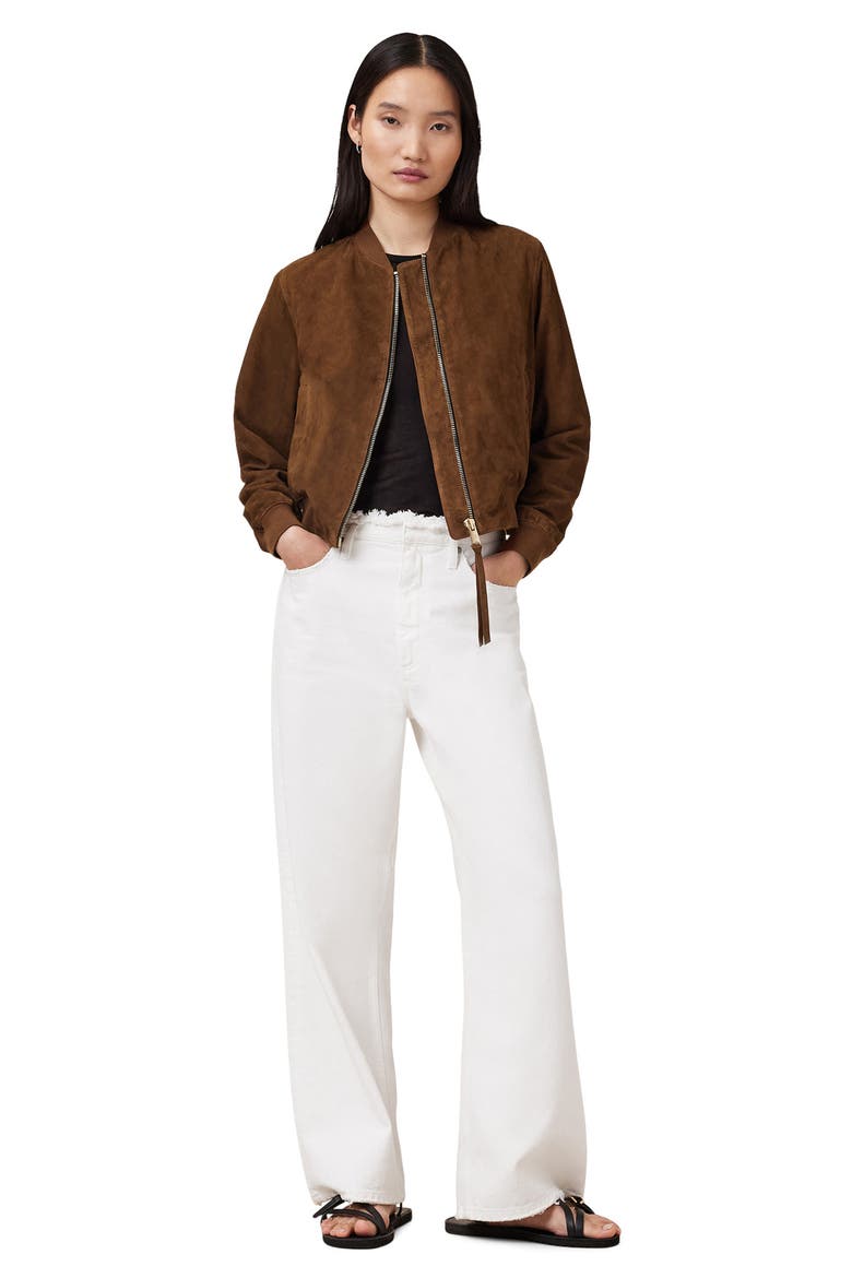 Orten Suede Bomber Jacket, Alternate, color, COGNAC BROWN