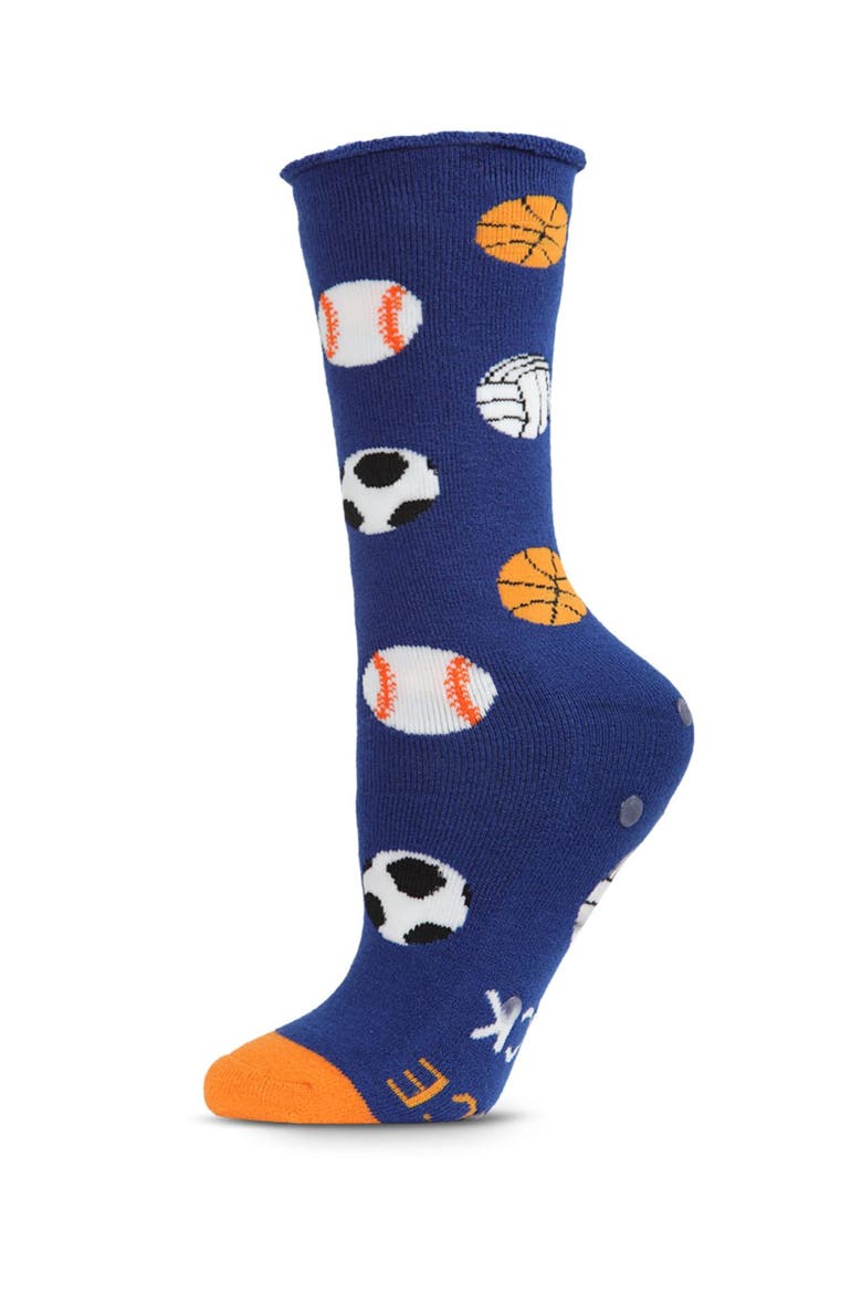 Big Kid's Bounce Back Greeting Card Crew Socks, Alternate, color, Blue