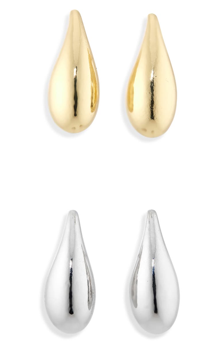 BaubleBar Set of 2 Two-Tone Teardrop Stud Earrings, Alternate, color, Gold/Silver