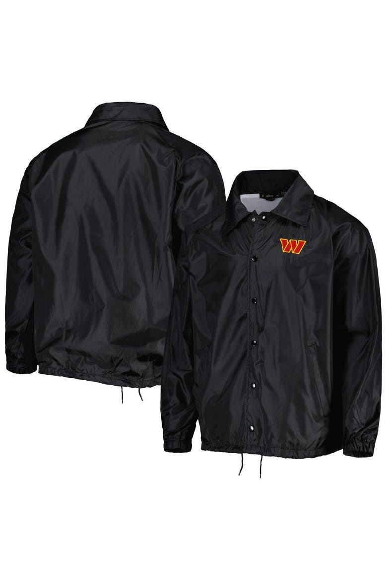 Men's Dunbrooke Black Washington Commanders Coaches Classic Raglan Full-Snap Windbreaker Jacket, Main, color, Black