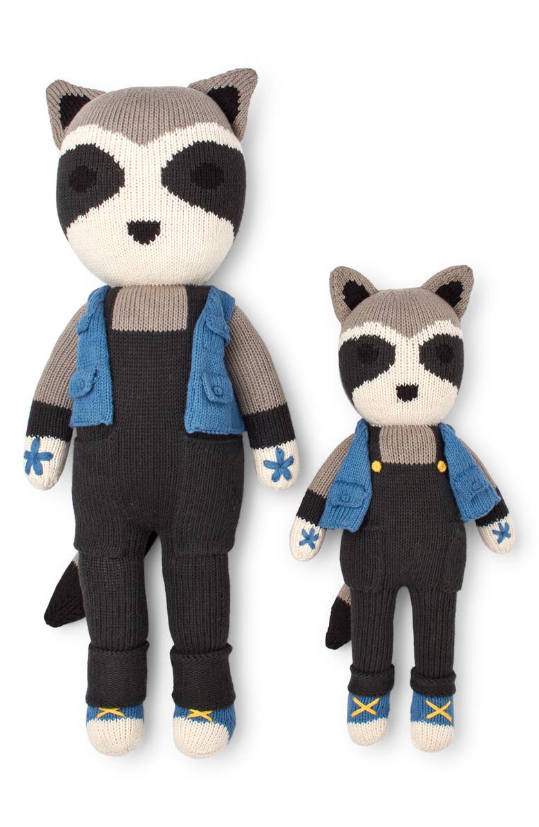 Cuddoll Riley Raccoon 13" Hand-Knit Stuffed Animal, Main, color,