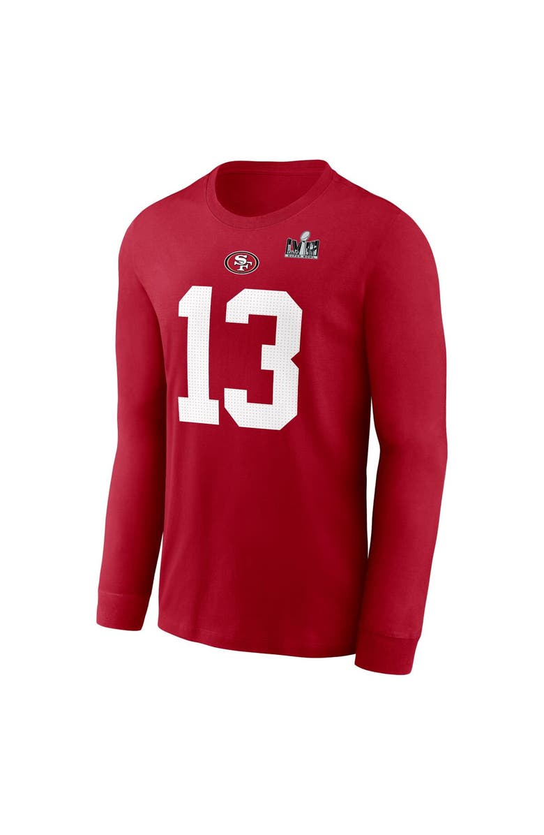 Nike Men's Nike Brock Purdy Scarlet San Francisco 49ers Super Bowl LVIII Patch Player Name & Number Long Sleeve T-Shirt, Alternate, color,
