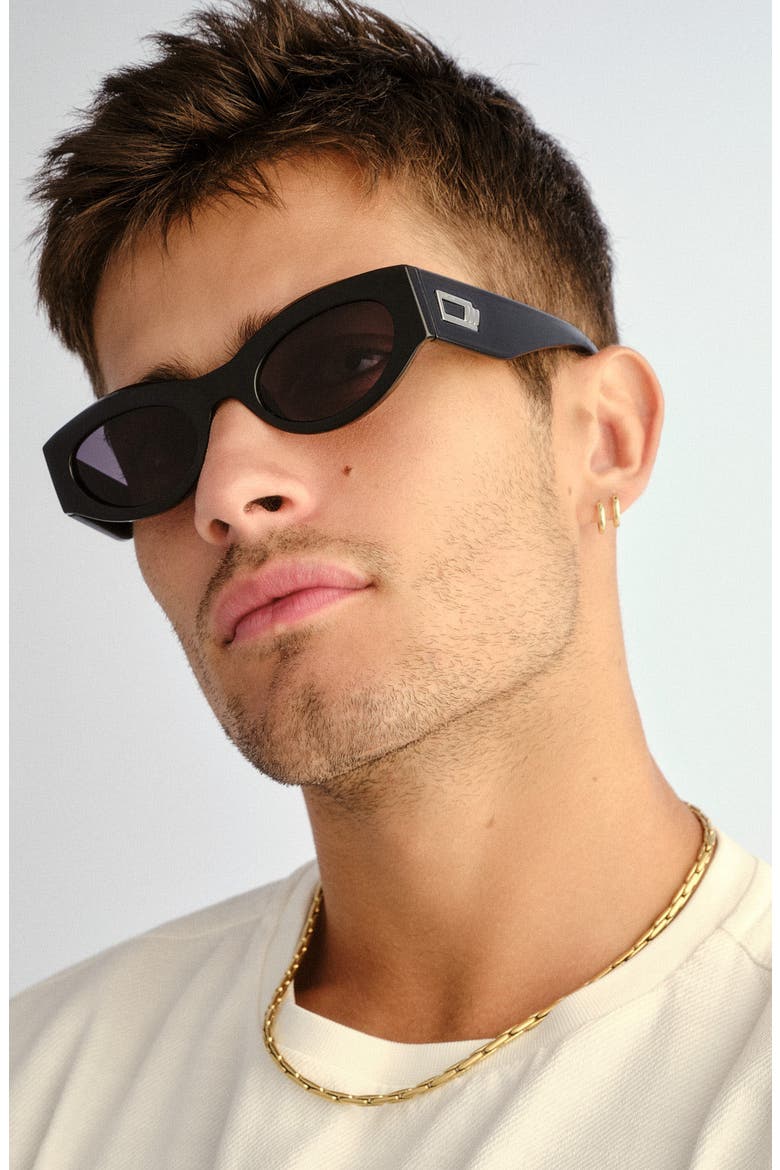 Body Bumpin' II 50mm Oval Sunglasses, Alternate, color, BLACK