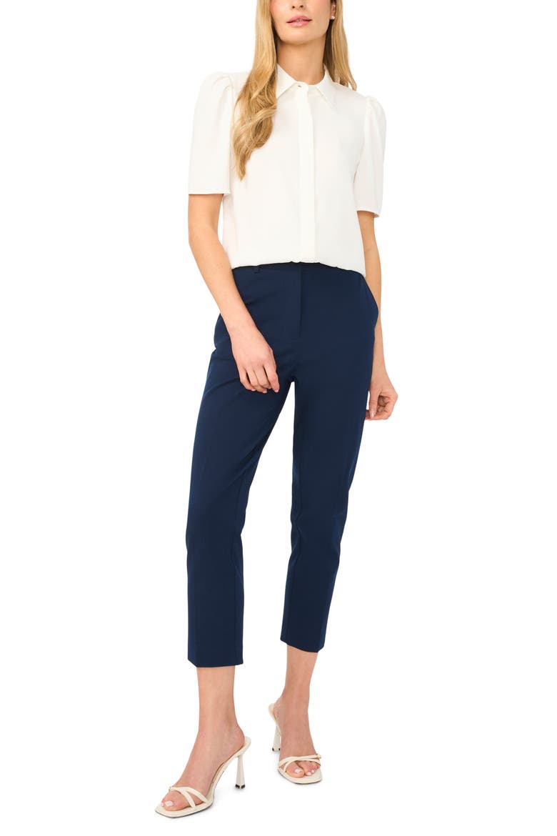 Puff Sleeve Button-Up Top, Alternate, color, NEW IVORY