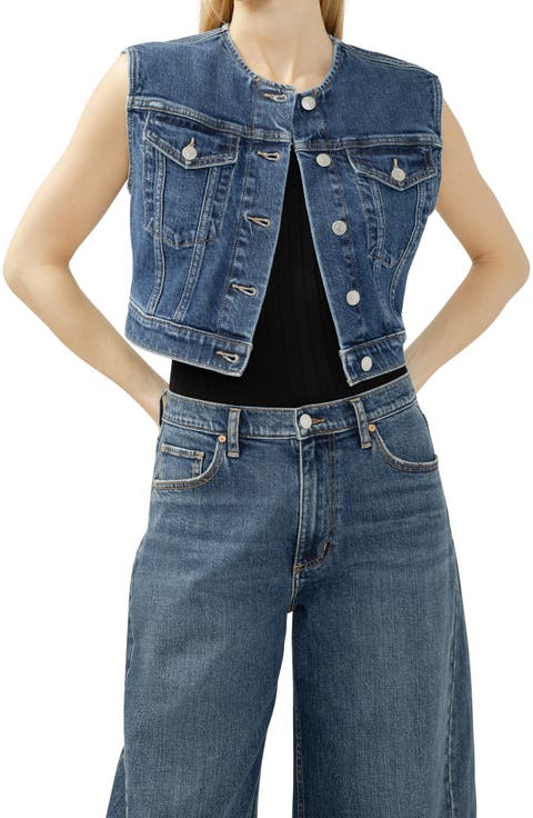 Crop Denim Trucker Vest