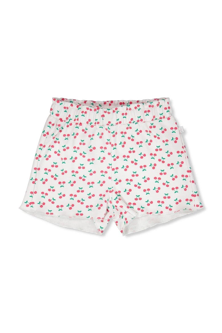 Elastic Waist Rib Cherries Shorts, Main, color, White with Cherry Print