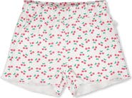 Deux par Deux Elastic Waist Rib Cherries Shorts