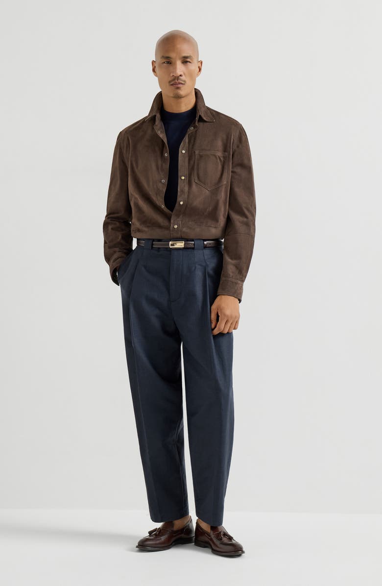 Brunello Cucinelli Suede overshirt, Alternate, color, Espresso