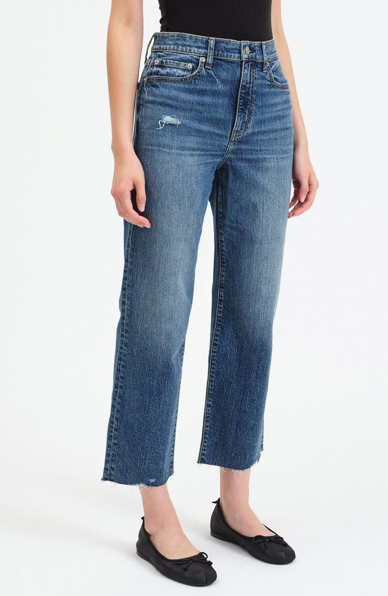 DAZE Sundaze Raw Hem High Waist Crop Straight Leg Jeans, Alternate, color, 