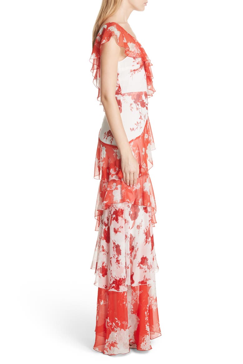 Olympia Asymmetrical Silk Maxi Dress, Alternate, color, DAMASK ROSE- SOFT WHITE