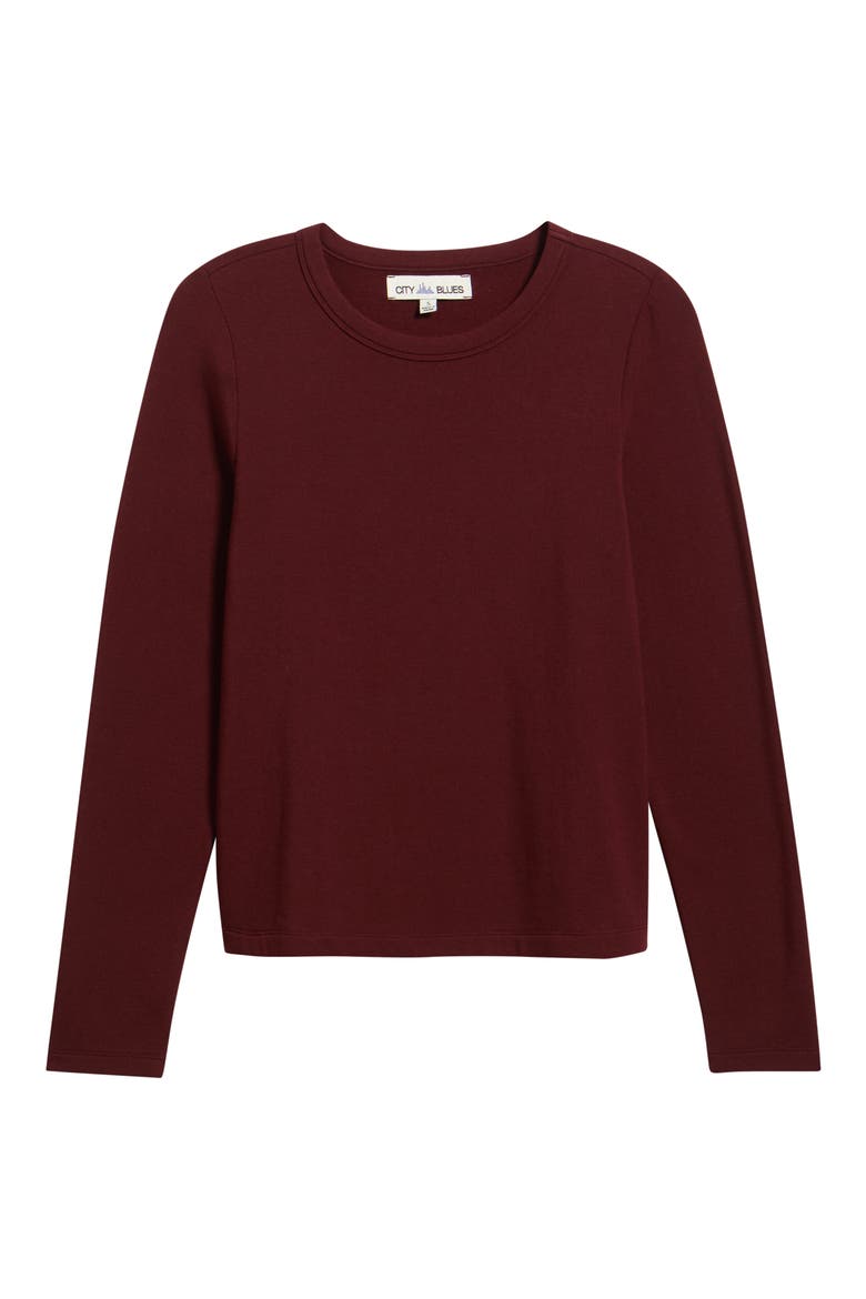 Long Sleeve Crewneck T-Shirt, Alternate, color, BURGUNDY