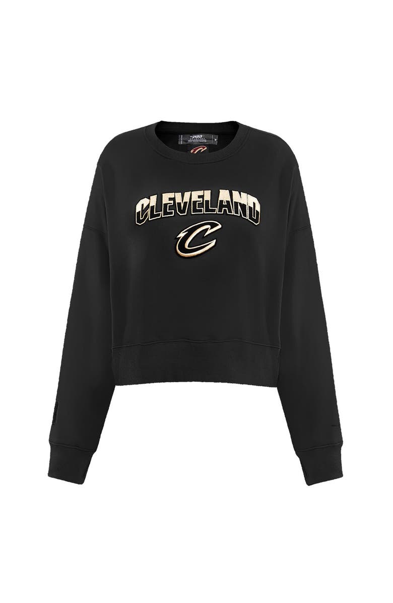 PRO STANDARD Women's Pro Standard Black Cleveland Cavaliers Glam Cropped Pullover Sweatshirt, Alternate, color,
