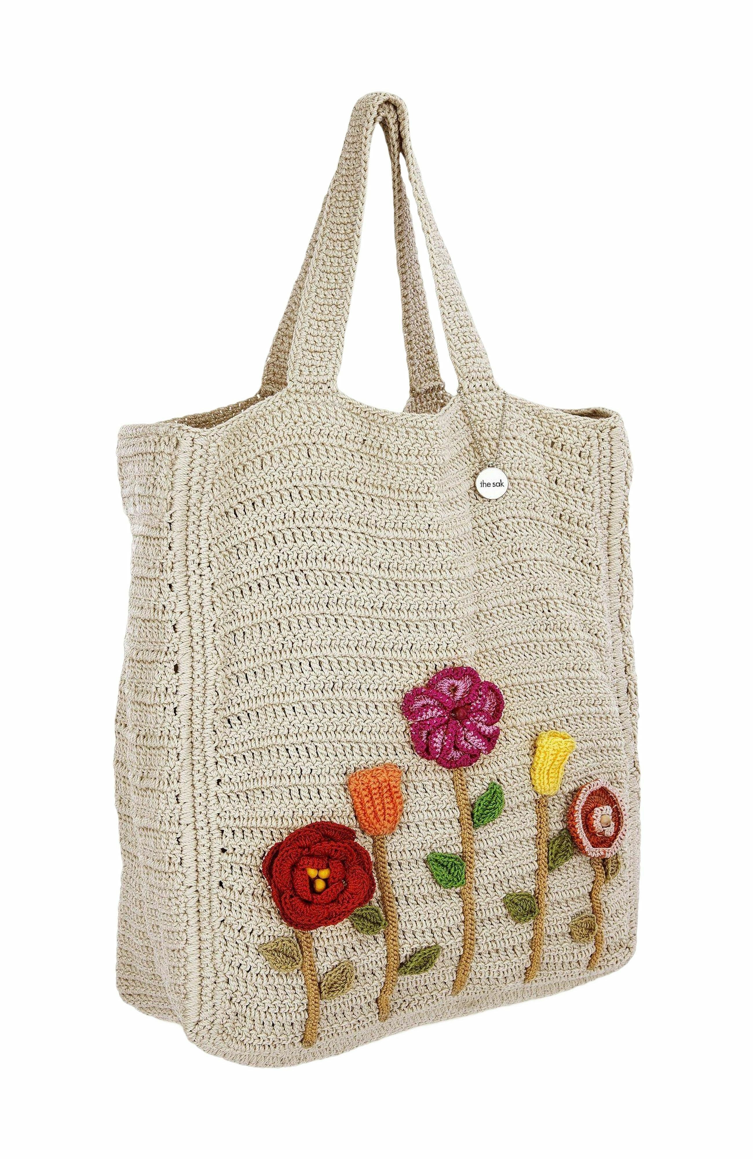 The Sak Lanie Market Tote Hand Crochet Bag, Alternate, color, Flower Ecru