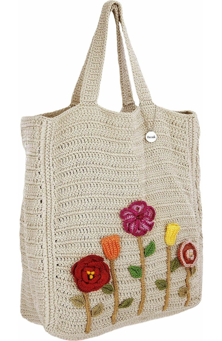 The Sak Lanie Market Tote Hand Crochet Bag, Alternate, color, Flower Ecru