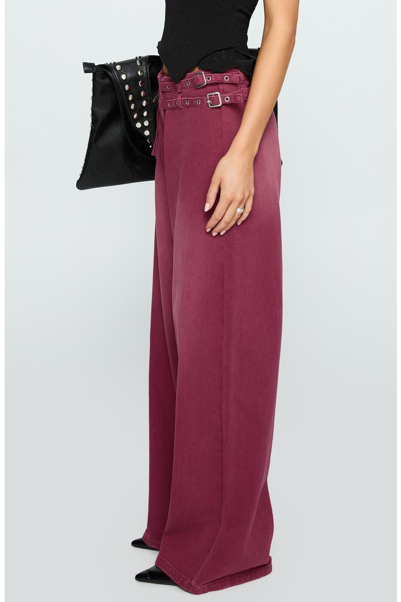 Paltrow Low Rise Wide Leg Cargo Jeans, Alternate, color, WASHED BURGUNDY