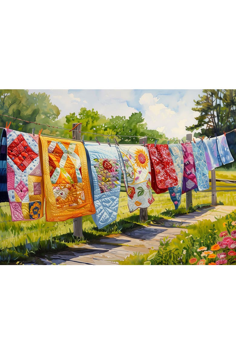 Quilts on the Line 1000 piece Jigsaw Puzzle for Adults, Alternate, color, Multicolor