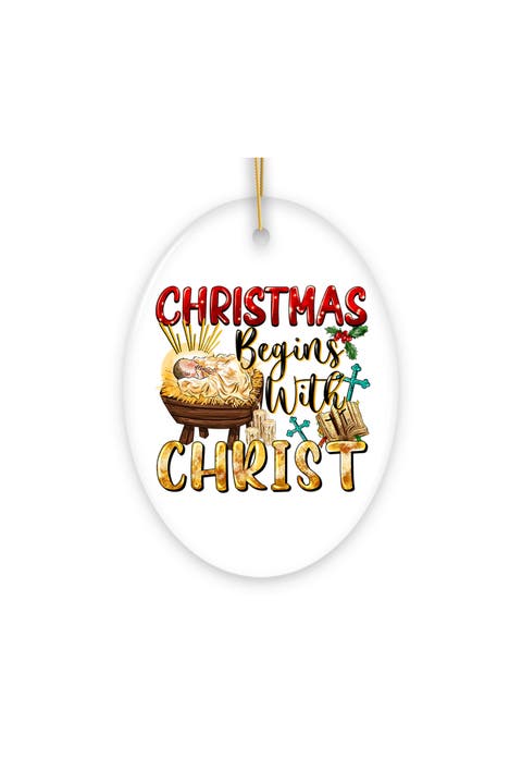 Christmas Begins With Christ Nativity Ceramic Ornament