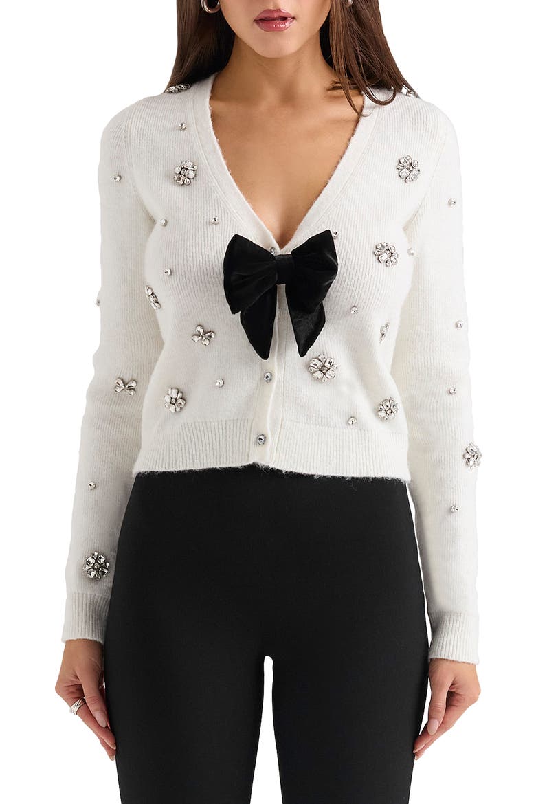 Beaubella Embellished Cardigan, Main, color, IVORY