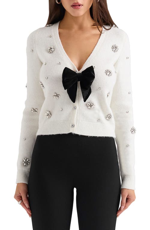 House Of Cb Beaubella Embellished Cardigan In Ivory