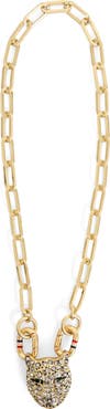 Clare V. Le Leopard Pendant Necklace