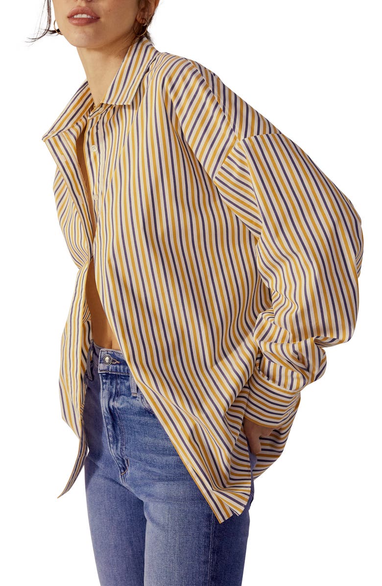 Favorite Daughter Ex-Boyfriend Stripe Oversized Button-Up Shirt, Alternate, color, 