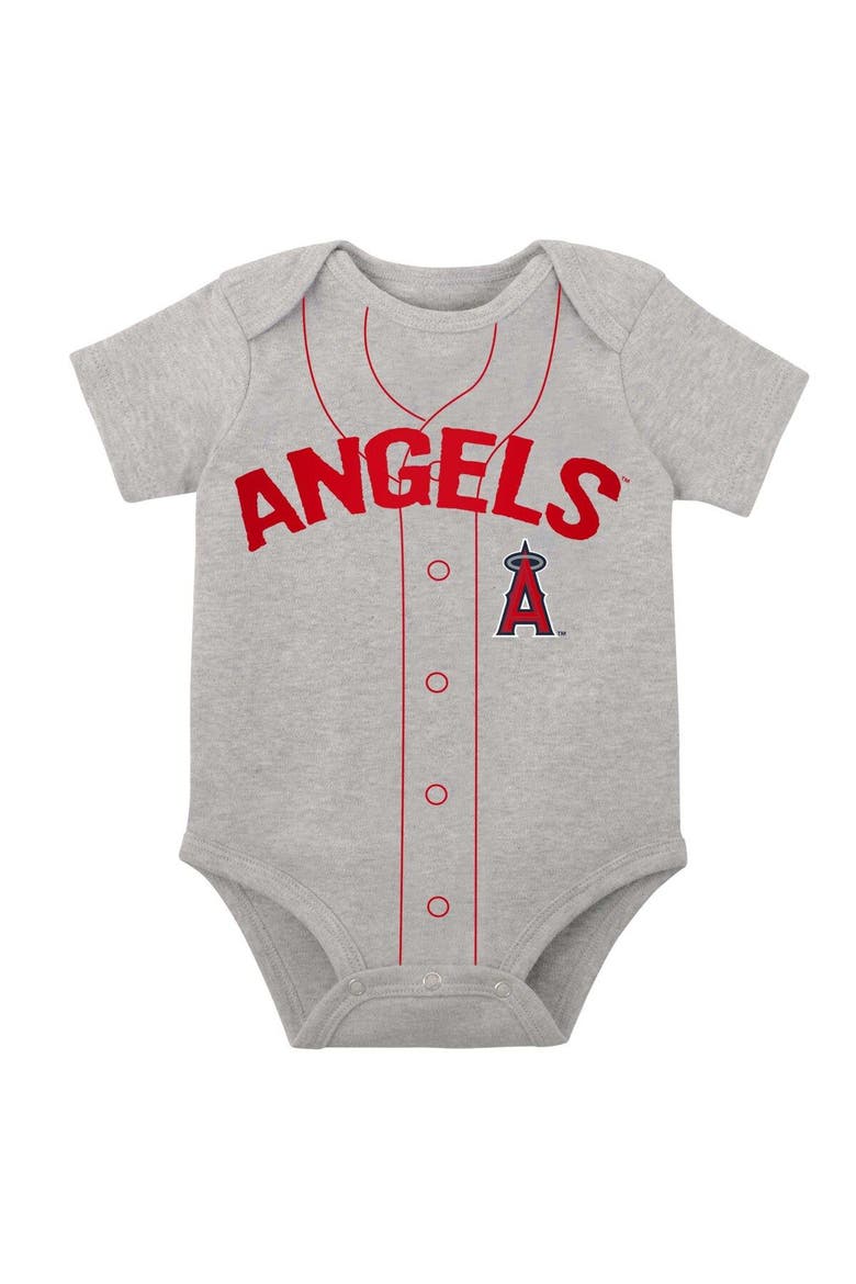 Infant White/Heather Gray Los Angeles Angels Two-Pack Little Slugger Bodysuit Set, Alternate, color, White