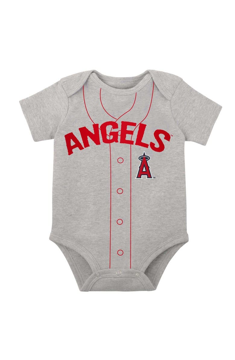 Outerstuff Infant White/Heather Gray Los Angeles Angels Two-Pack Little Slugger Bodysuit Set, Alternate, color, White