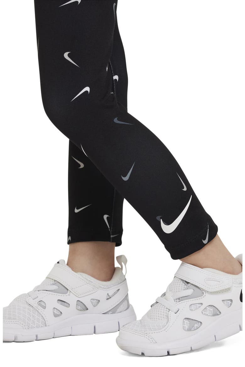 Kids' Swoosh Leggings, Alternate, color, BLACK