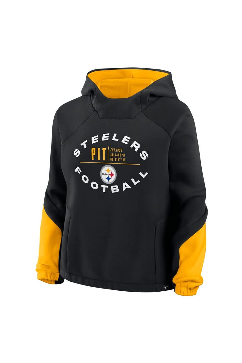 Women's Fanatics Black Pittsburgh Steelers Oversized Redzone Bubble Screen Pullover Hoodie, Alternate, color, Black