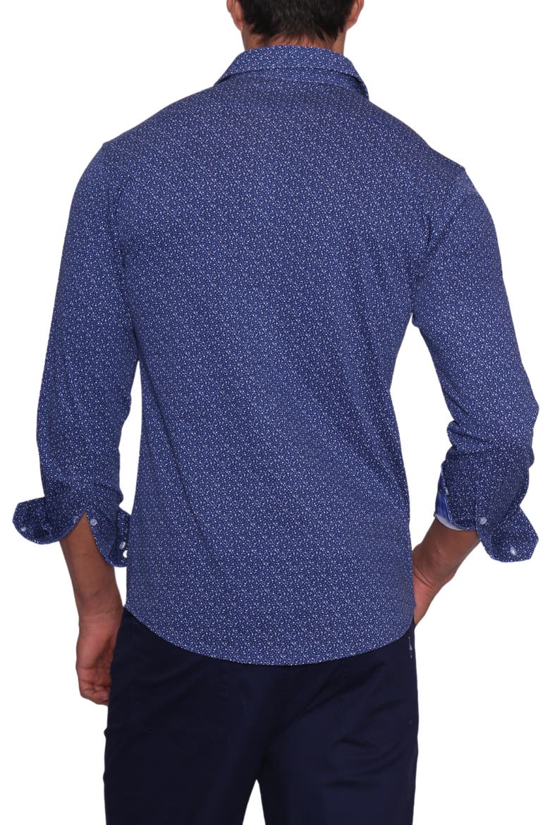 Mini Geo Long Sleeve Knit Sport Shirt, Alternate, color, NAVY