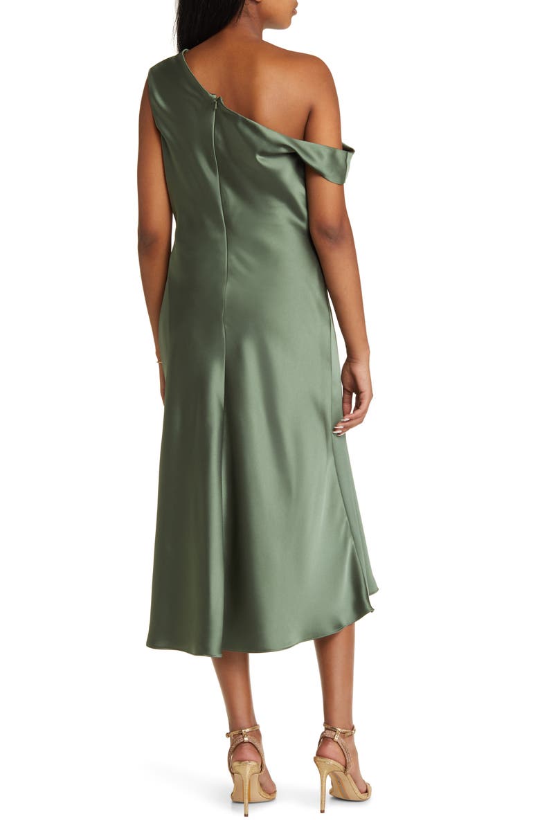One-Shoulder Satin Midi Dress