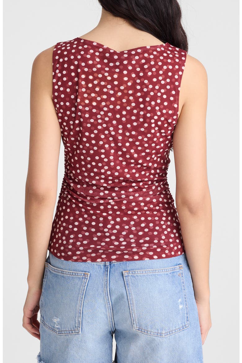 Cinched Double Layer Mesh Top, Alternate, color, RED CURRANT