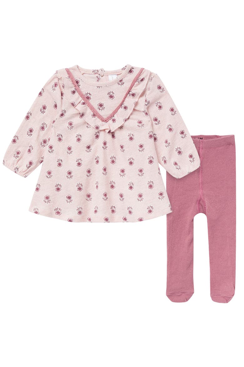 Ruffle Dress and Tights Set, Main, color, Pink Blush Florals