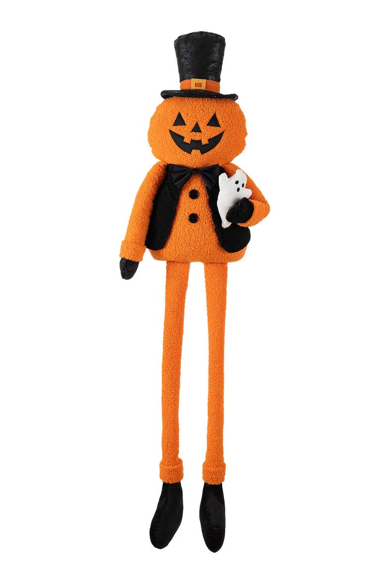 59"H Halloween Oversized Fabric Jack-O-Lantern with Dangle Legs w/Timer, Alternate, color, Orange