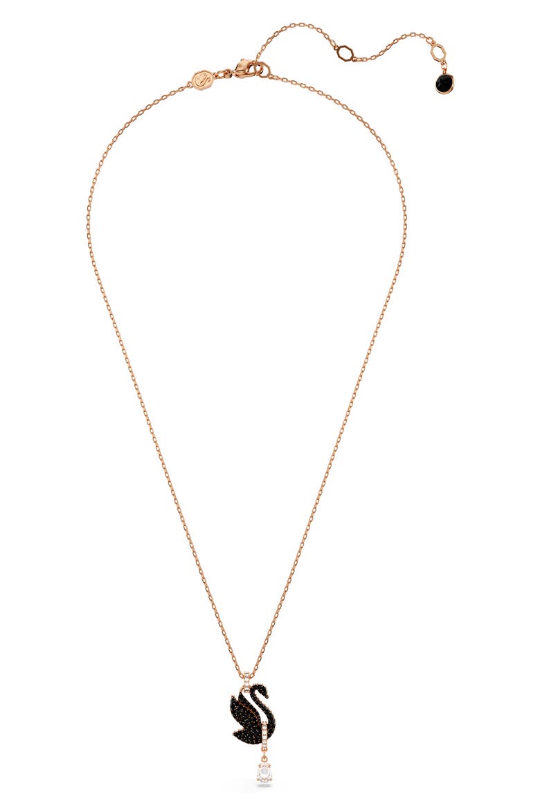 Swam Pendant Necklace, Alternate, color, BLACK