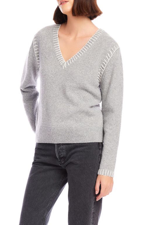 Fifteen Twenty Ali Stitch V-neck Sweater In Gray In Gray