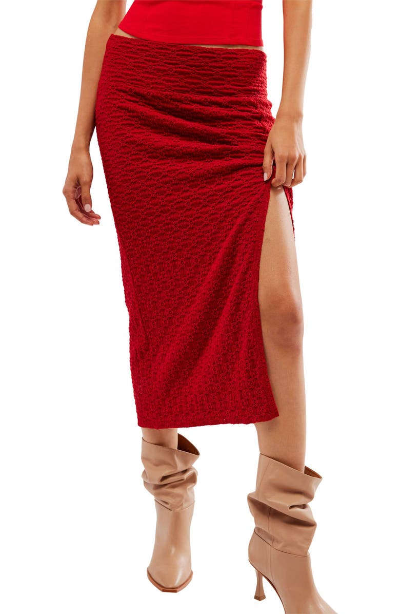 Free People Valentina Jacquard Midi Skirt, Main, color, Ruby Glare