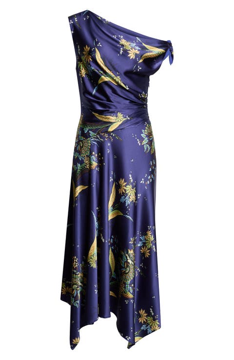 Portia One-Shoulder Silk Maxi Dress