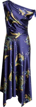 STAUD Portia One-Shoulder Silk Maxi Dress