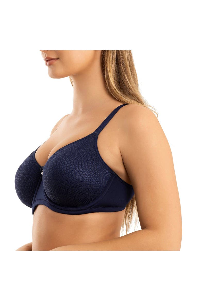 Pearl Non-padded Seamless Minimizer Bra, Alternate, color, Navy